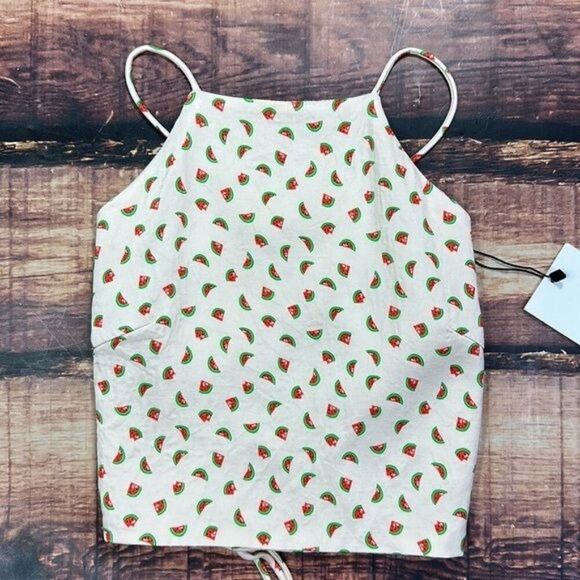 Zara Watermelon Strappy Open Back Crop Top Shirt - Picture 3 of 6